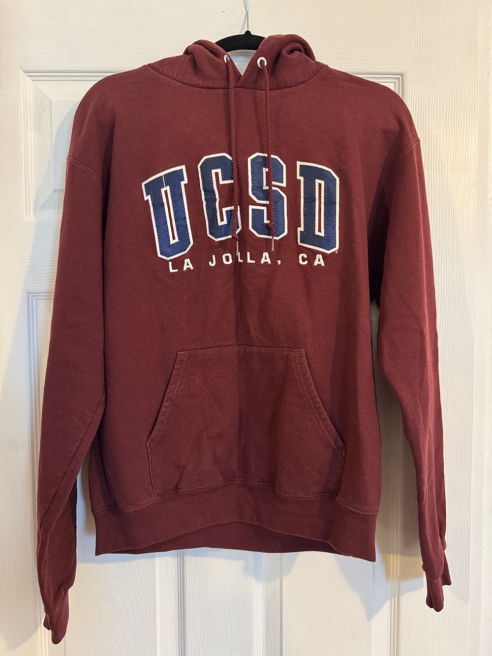 Champion Burgundy UCSD Pullover Hoodie with Navy & White Lettering